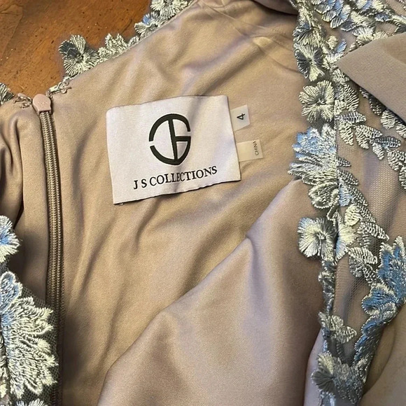 NWOT!! JS Collections Embroidered One Shoulder Maxi Evening Dress - Size 4 - Picture 14 of 16